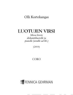 Luotujen virsi - Missa brevis diskanttikuorolle ja pianolle (uruille ad. lib) - chorus part