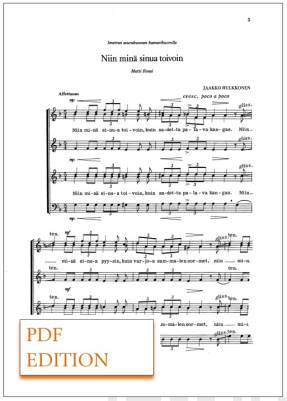Niin minä sinua toivoin (PDF) for mixed choir