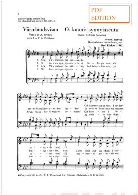 Värmlandsvisan / Oi kaunis synnyinseutu (PDF) - Mixed choir