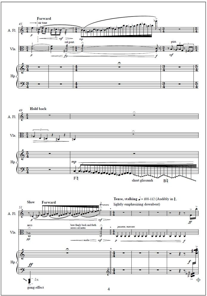 The City in the Sea for alto flute, viola and harp - Score (harp) & parts