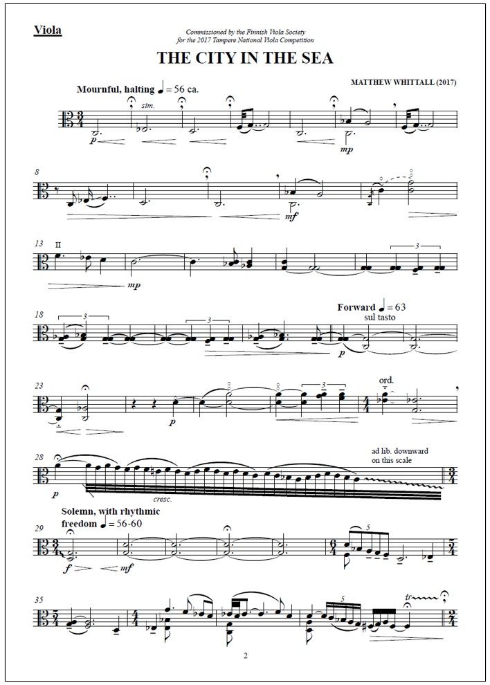 The City in the Sea for alto flute, viola and harp - Score (harp) & parts