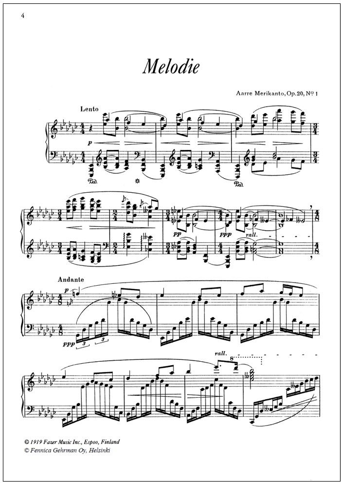 Kuusi pianokappaletta - Piano