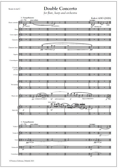 Double concerto for flute, harp and orchestra - Study score