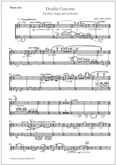 Double concerto for flute, harp and orchestra - Solo parts