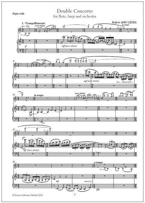 Double concerto for flute, harp and orchestra - Solo parts