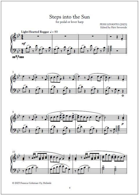 Steps into the Sun for pedal or lever harp (PDF) from Dreams and Echoes