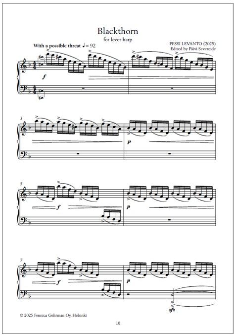 Blackthorn for lever harp (PDF) from Dreams and Echoes