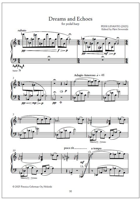 Dreams and Echoes for pedal harp (PDF) from Dreams and Echoes
