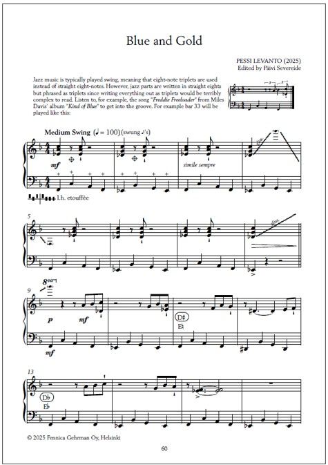 Blue and Gold for pedal harp (PDF) from Dreams and Echoes