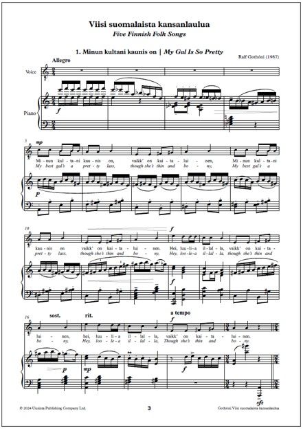 Viisi suomalaista kansanlaulua - Laulu & piano