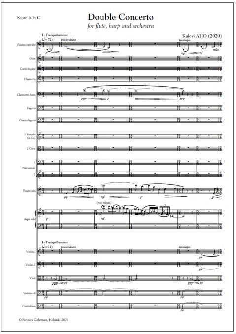 Double concerto for flute and harp & orchestra - Study score (PDF)