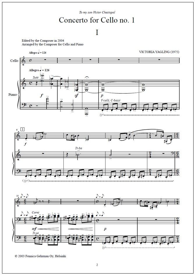 Cello Concerto No. 1 - Solo part & piano reduction