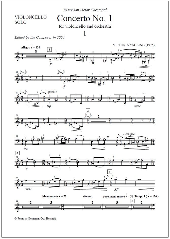 Cello Concerto No. 1 - Solo part & piano reduction