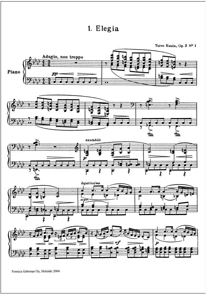 Kaksi pianokappaletta / Two Piano Pieces op 3