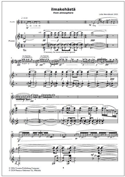 Ilmakehästä (From atmosphere) for flute and piano
