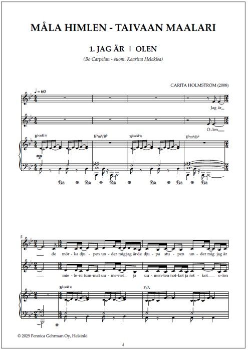 Måla himlen - Taivaan maalari for voice & piano