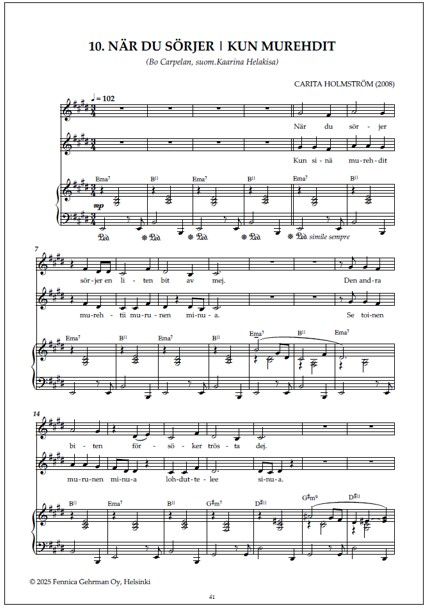 Måla himlen - Taivaan maalari for voice & piano