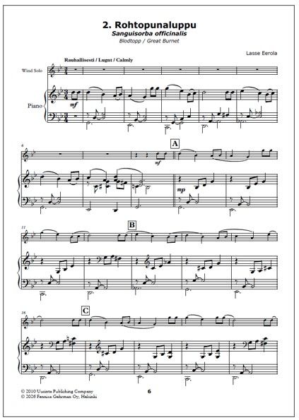 Rohtokokoelma (Herbal Collection) for clarinet and piano