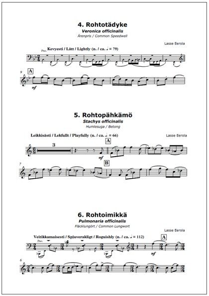 Rohtokokoelma (Herbal Collection) for flute or oboe and piano