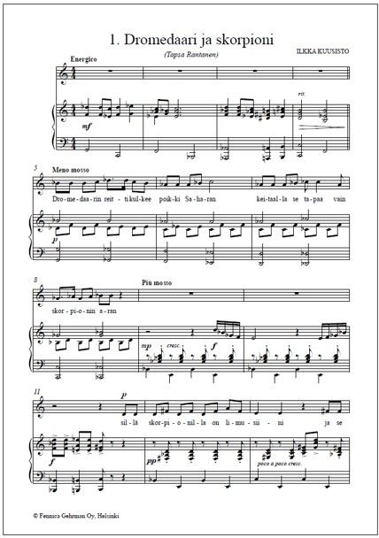 Eläimellisiä lauluja - Voice and piano