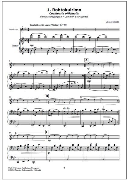 Rohtokokoelma (Herbal Collection) for horn and piano