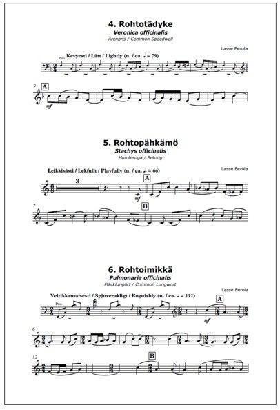 Rohtokokoelma (Herbal Collection) for horn and piano