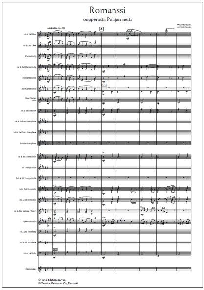 Romanssi oopperasta Pohjan neiti for euphonium & wind band (PDF) - Score & parts