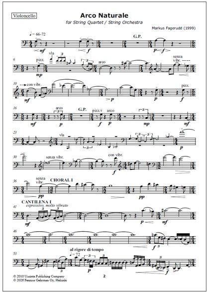 Arco Naturale for string quartet - Score & parts