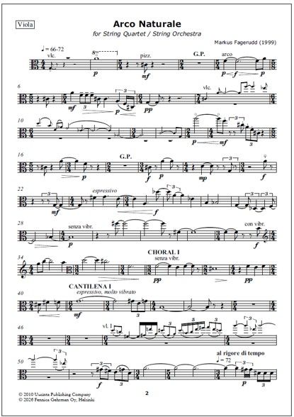 Arco Naturale for string quartet - Score & parts