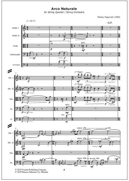 Arco Naturale for string quartet - Score & parts