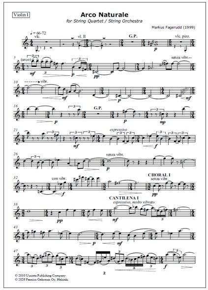 Arco Naturale for string quartet - Score & parts
