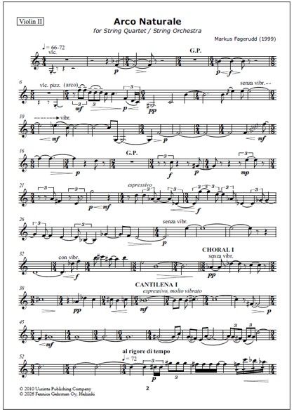 Arco Naturale for string quartet - Score & parts