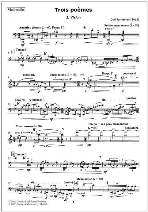 Trois poèmes for string quartet - Score & parts