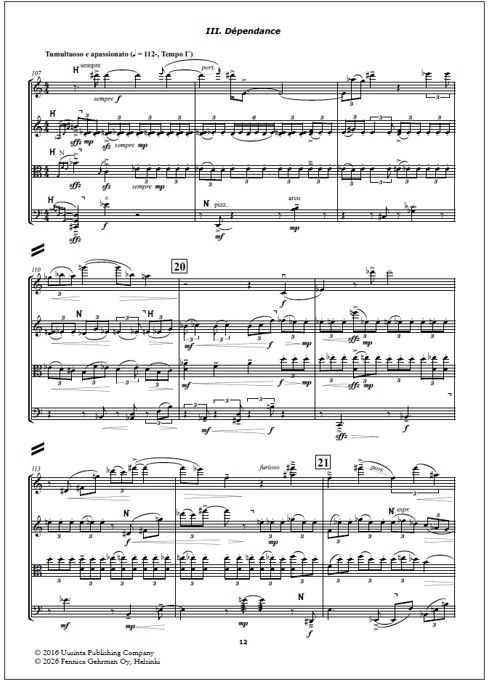 Trois poèmes for string quartet - Score & parts