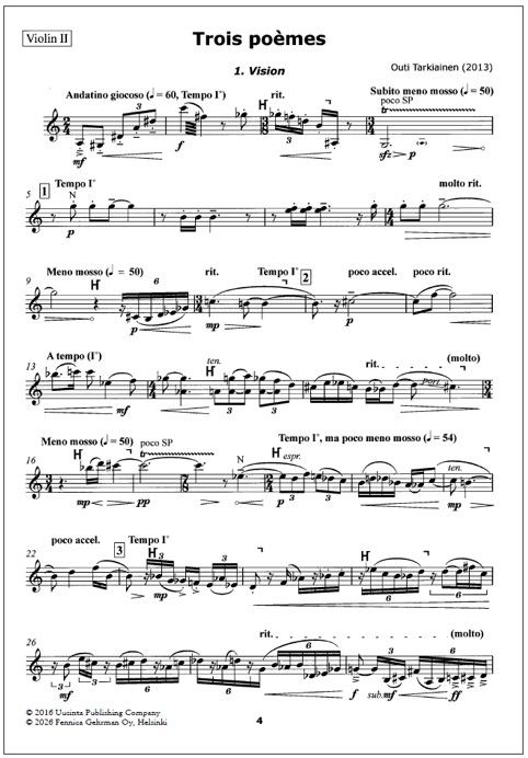 Trois poèmes for string quartet - Score & parts