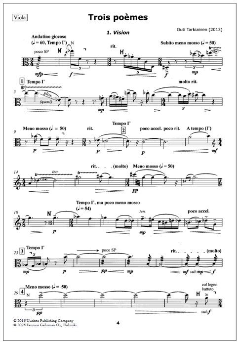 Trois poèmes for string quartet - Score & parts