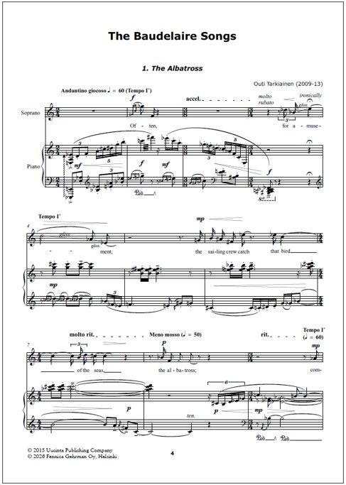 The Baudelaire Songs for soprano and piano