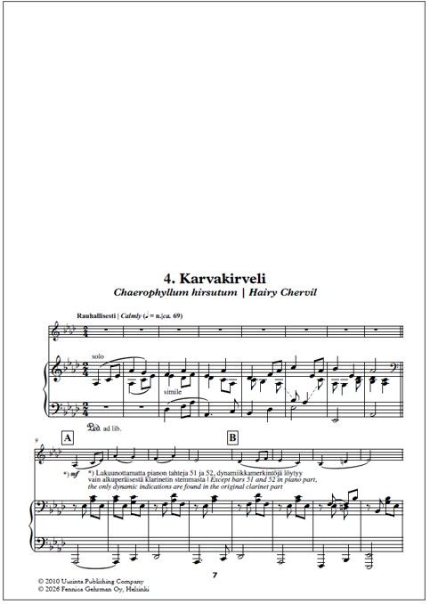 K-kokoelma (K Collection) for clarinet and piano