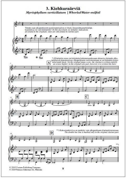 K-kokoelma (K Collection) for clarinet and piano