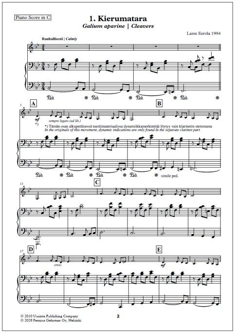 K-kokoelma (K Collection) for clarinet and piano