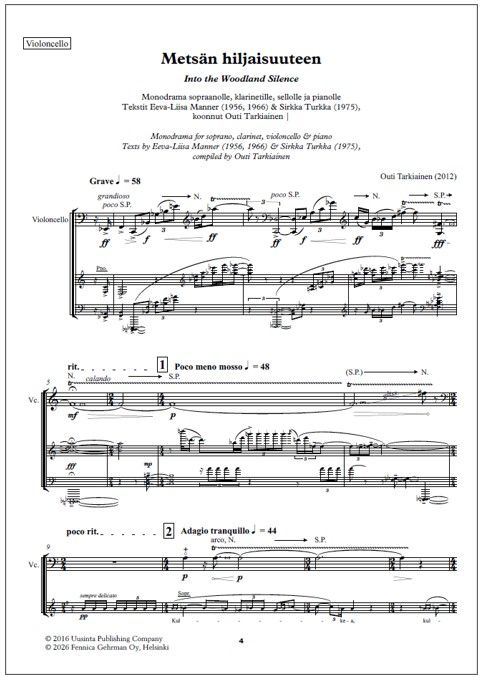 Metsän hiljaisuuteen (Into the woodland silence) - Score & parts