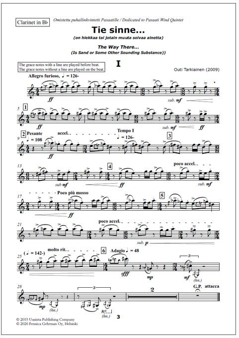Tie sinne… (The way there…) for wind quintet - Score & parts