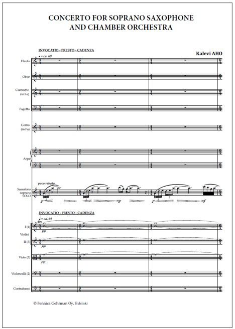 Concerto for soprano saxophone and chamber orchestra  - Study score