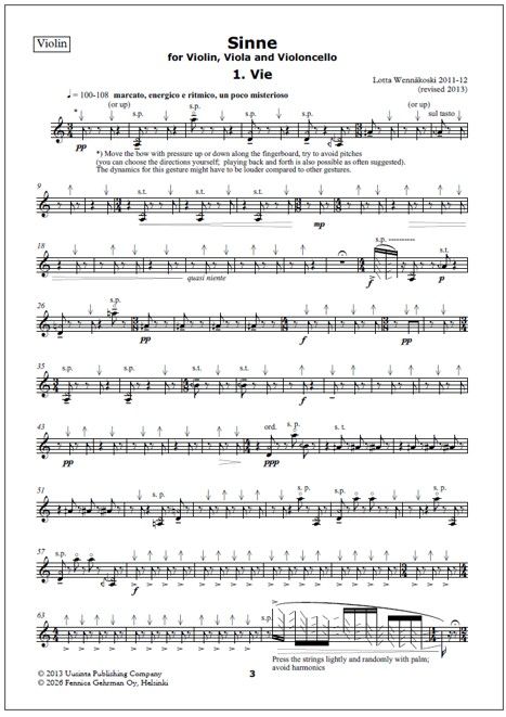 Sinne for violin, viola and violoncello - Score & parts