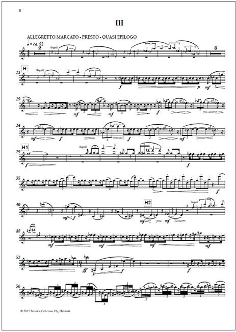 Concerto for soprano saxophone and chamber orchestra - Solo part