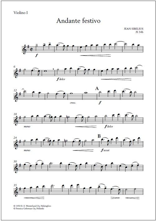 Andante Festivo for string orchestra and timpani ad lib. - Score & parts
