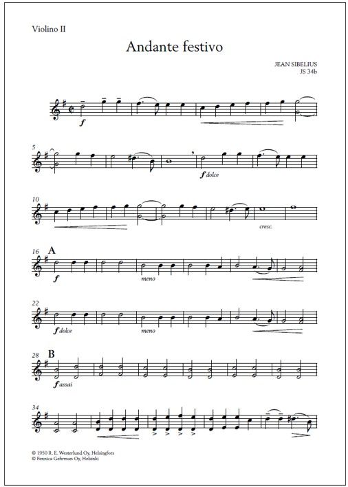 Andante Festivo for string orchestra and timpani ad lib. - Score & parts