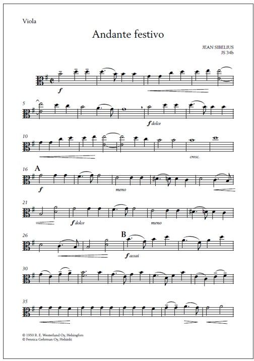 Andante Festivo for string orchestra and timpani ad lib. - Score & parts
