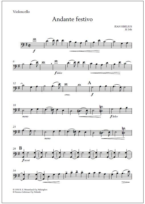 Andante Festivo for string orchestra and timpani ad lib. - Score & parts