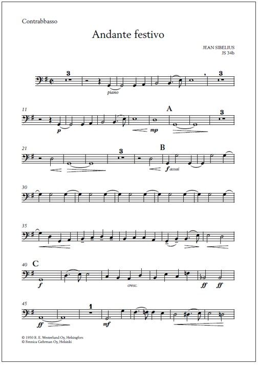 Andante Festivo for string orchestra and timpani ad lib. - Score & parts